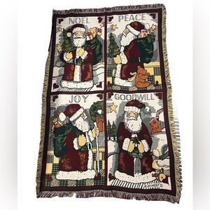 Goodwin Weavers Cotton Throw Blanket Christmas Noel Peace Joy Goodwill Santa USA